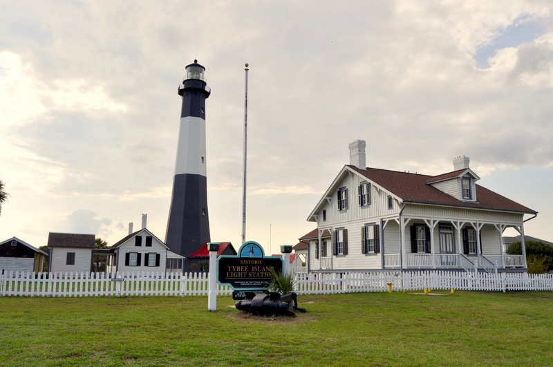 building exterior, georgia, house, protection, building, safety, sunset, beach, day, tybee island, direction, sky, united states, no people, tower, field