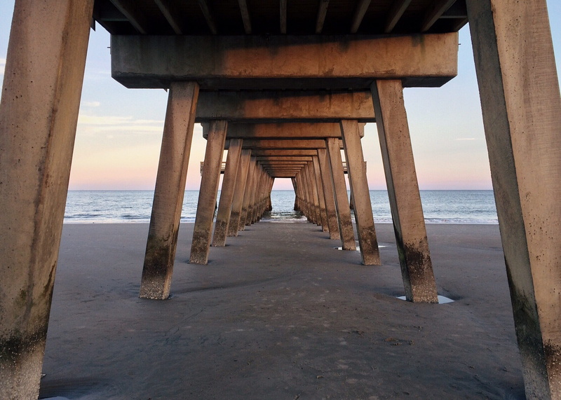 coast tybee island, horizon, architecture, diminishing perspective, ocean, built structure, georgia, scenics - nature, horizon over water, outdoors, pier