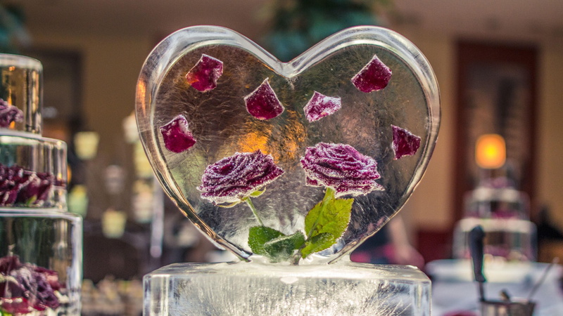 4K, ice, valentine day, romantice, romance, freeze, frost, cake, frozen, rose, heart, valentines day