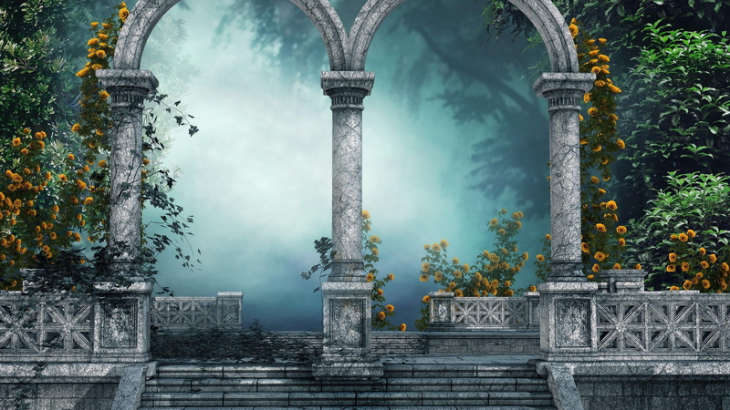 romantice, 4K, gate, art, stairs