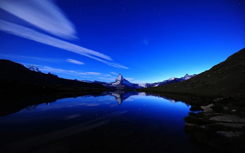 night, reflection, astronomy, sky, travel, famous Place, tourism, non-urban scene, space, travel Destinations, mountain Peak, blue, nature, vacations, mountain