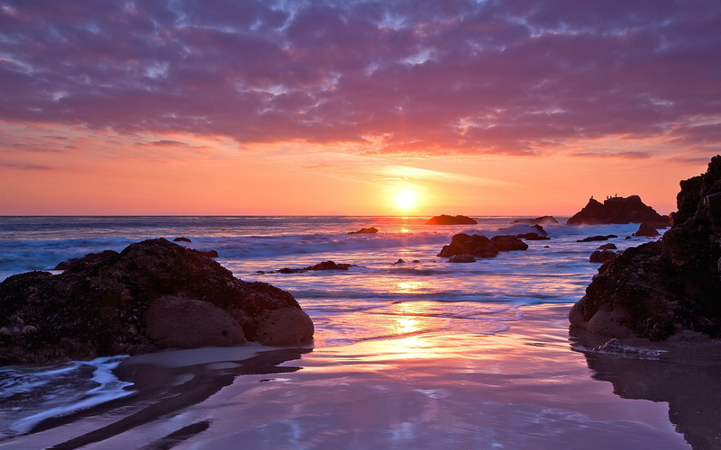 clouds, sea, coast, decline, sky, 1080P, sand, romanticism, stones, wet, horizon