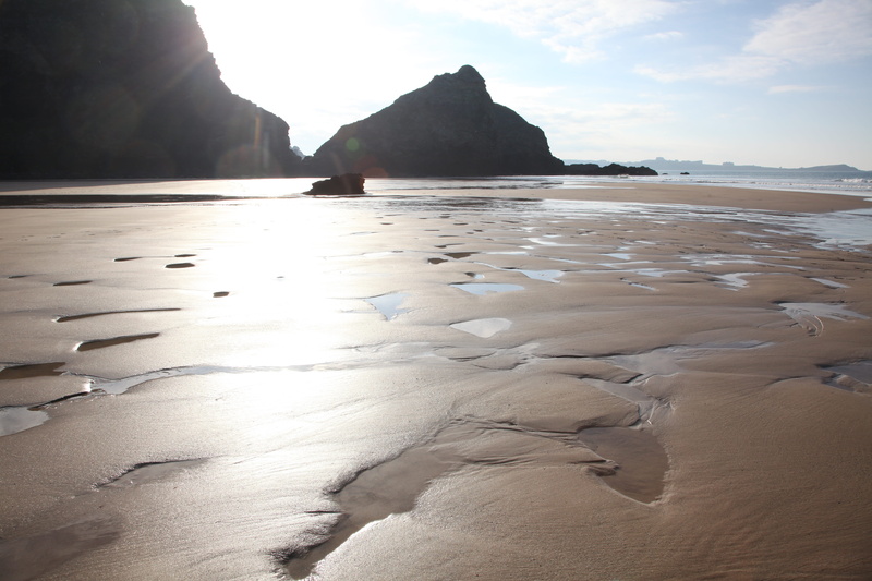 sky, rock - object, sunlight, tranquil scene, day, watergate bay, newquay, tranquility, no people, rock, sea, 5K, sand, beach, mountain, outdoors, water