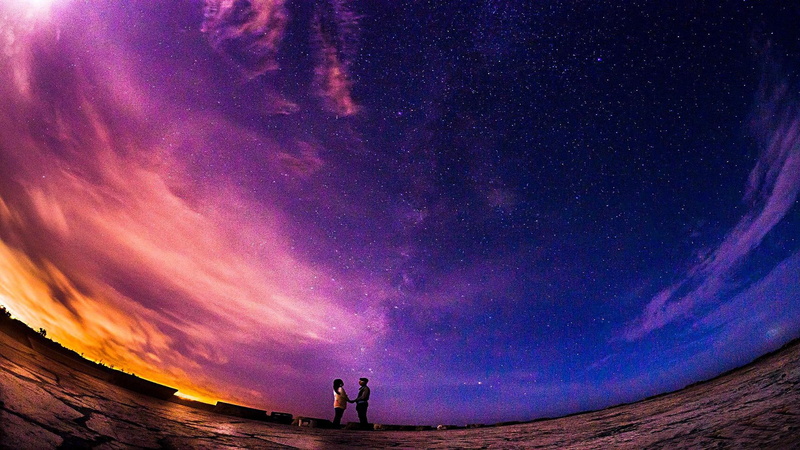 romantice, fisheye, romance, stars, 1080P, starry night, couple, under the stars, love