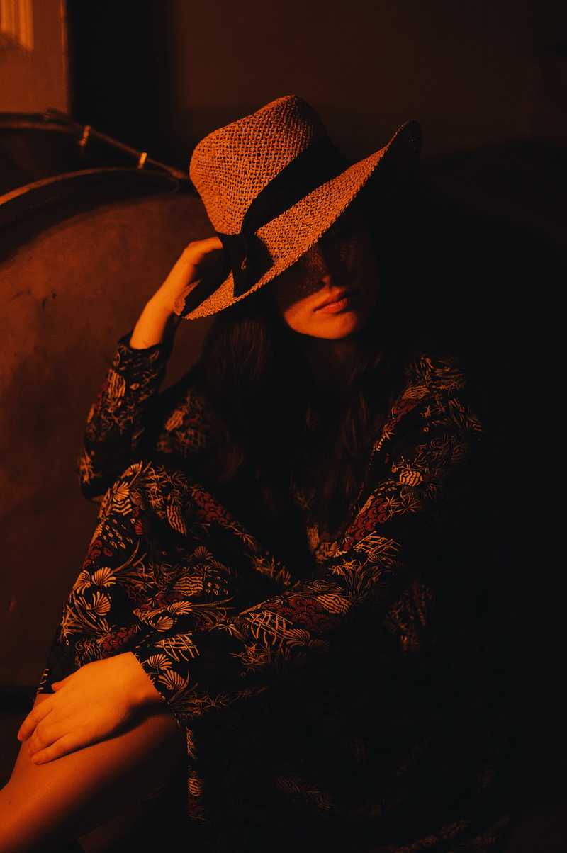 cowboy hat, young women, sun hat, #color, high angle view, person, women, #lady, waist up, hat, #shadow, #woman, holding, #mistery, #fairytale, leisure activity