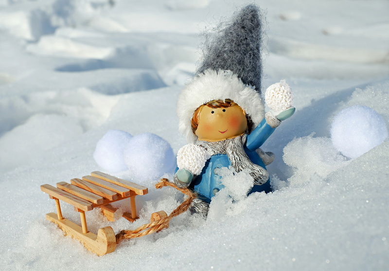 white color, girl, day, stuffed toy, teddy bear, close-up, snow, sled, gray, in the, throw, cold, human representation, nature, doll, snowy, land, toy