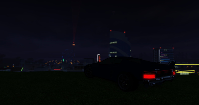 city lights, night sky, Roblox, city, Ferrari Testarossa, 2K, grass, Pacifico (Roblox Game)