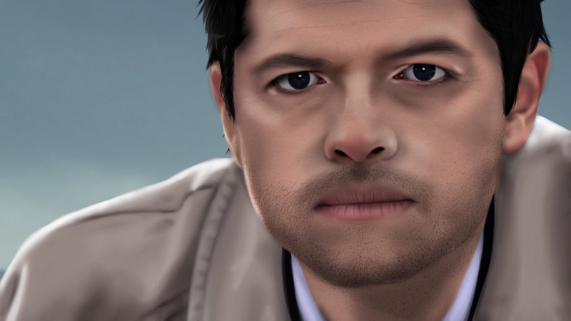 men, body part, portrait, studio shot, looking at camera, young men, close-up, one person, Castiel (Supernatural), front view, headshot, human face, Angel