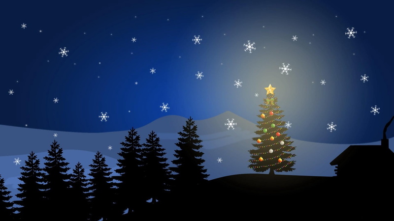 nature, mountain, scenics - nature, snowing, light - Natural Phenomenon, christmas, moon, woodland, tree, 1080P, night, idyllic, season, illuminated, star - Space