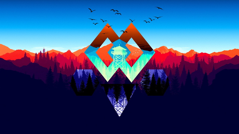 vertebrate, clear sky, animal, Firewatch, triangle shape, 1080P, Mountain, travel destinations, bird, multi colored, flying, shape, nature, sky, Abstract