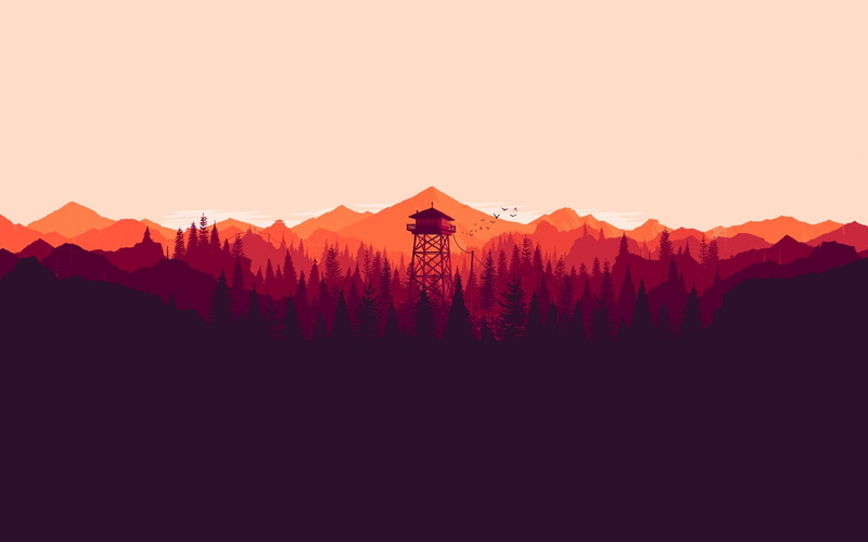 1080P, minimalism, landscape, Firewatch