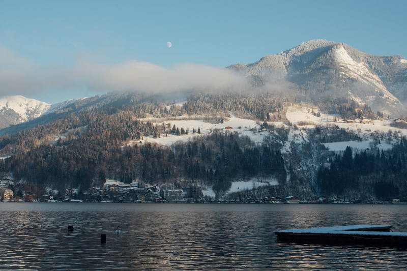 peak, body, 5K, outdoors, alps, waterfront, mountain, no people, abies, snowcapped mountain, boat, water, architecture, mountain range, transportation