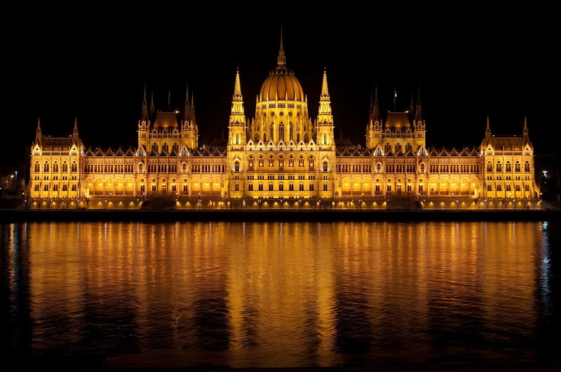 building exterior, beige, sky, travel, danube, hungarian parliament, lighting, illuminated, waterfront, golden, landmark, lights, legislative building