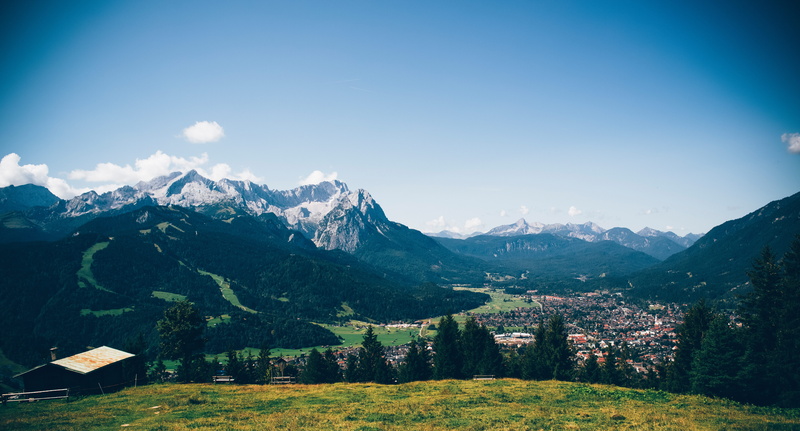 prospect, sunlight, idyllic, mountain climber, snowcapped mountain, scenics - nature, travel, open, 5K, non-urban scene, day, zugspitze, plant, mountain chain