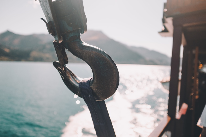 lake, hanging, hook, river, no people, winter, nature, close-up, chain, nautical vessel, security, day, newzeland, strength, focus on foreground, metal