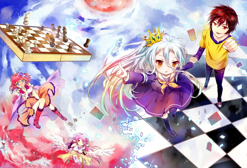 Sora (No Game No Life), Stephanie Dola, Anime, 1080P, No Game No Life, Shiro (No Game No Life), Jibril (No Game No Life)