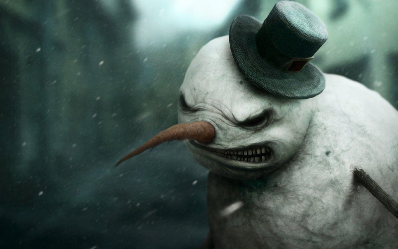 monster, snowman, angry, snow, 1080P, 1920x1200, winter, holidays, illustration