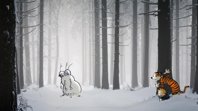 1080P, snowman, Calvin and Hobbes