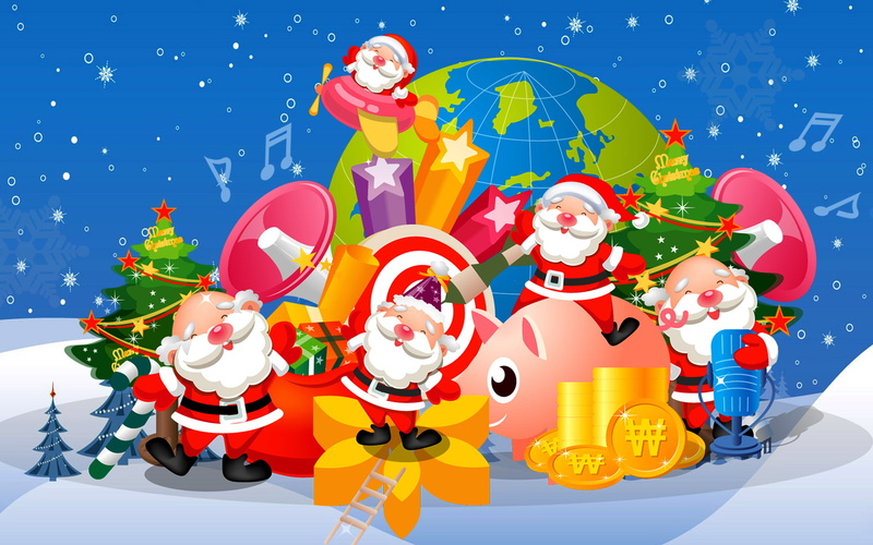 gifts, 1080P, desktop, backgrounds, claus, santa, tree, decor, christmas