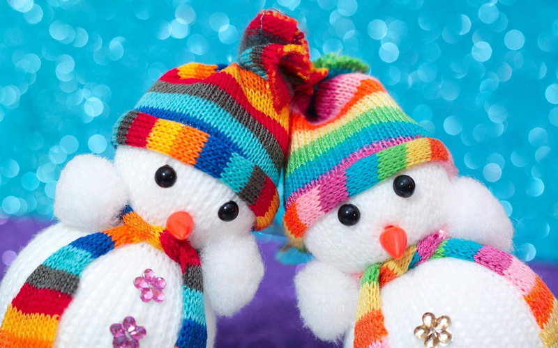 knit, festival, christmas, snowman, snowmen, festivals / holidays, two, plush, toys, cute, 1080P