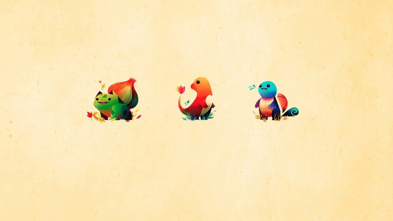 childhood, Charmander (Pokémon), beige background, creativity, Pokémon, representation, offspring, parrot, bird, indoors, studio shot, Bulbasaur (Pokémon)