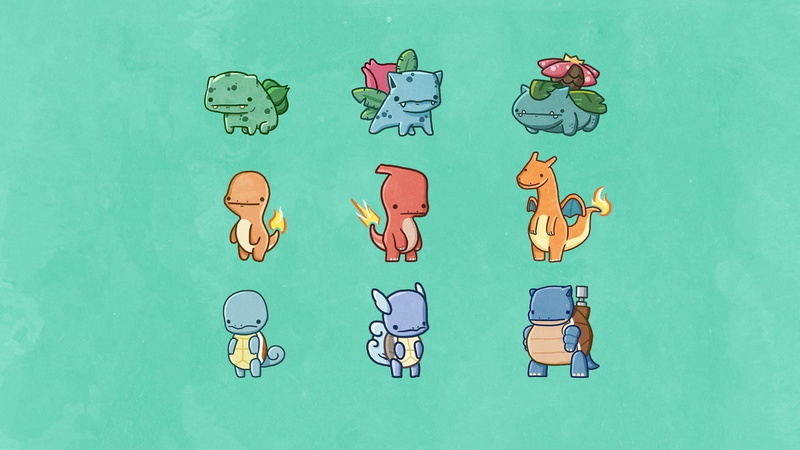 minimalism, video games, starters, 1080P, Pokémon