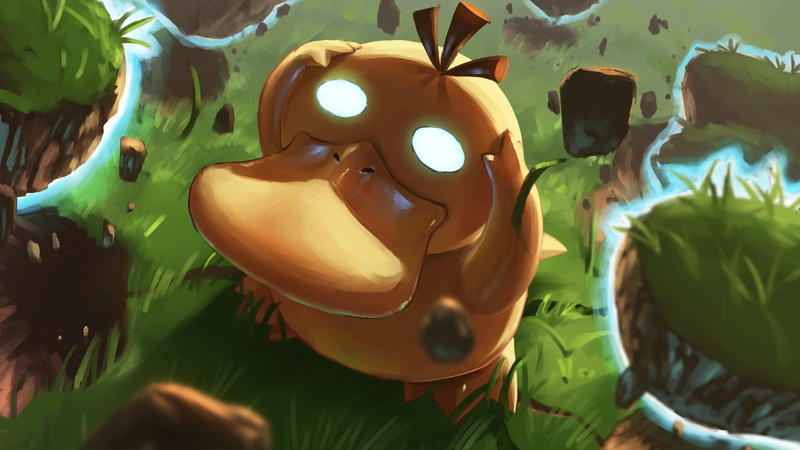 Pokémon, 1080P, Psyduck (Pokemon), glowing eyes, anime