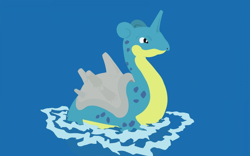 lapras, anime, 720P, background, blue background, blue