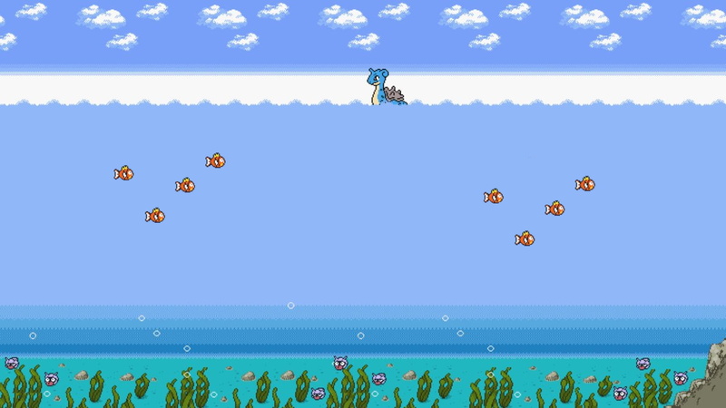 1080P, Pokémon, Magikarp, Shellder, Pokemon Crystal, Lapras, underwater