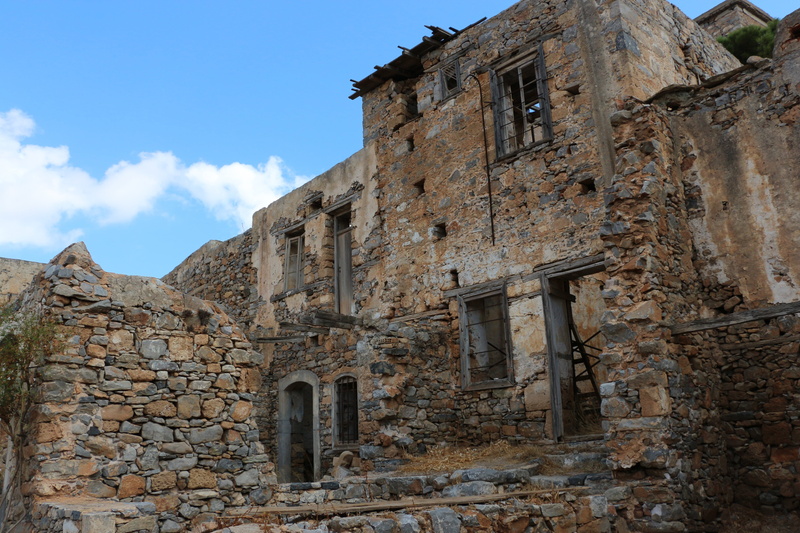 history, crete, old ruin, ancient civilization, deterioration, damaged, building exterior, abandoned, spinalonga, weathered, low angle view, stone wall