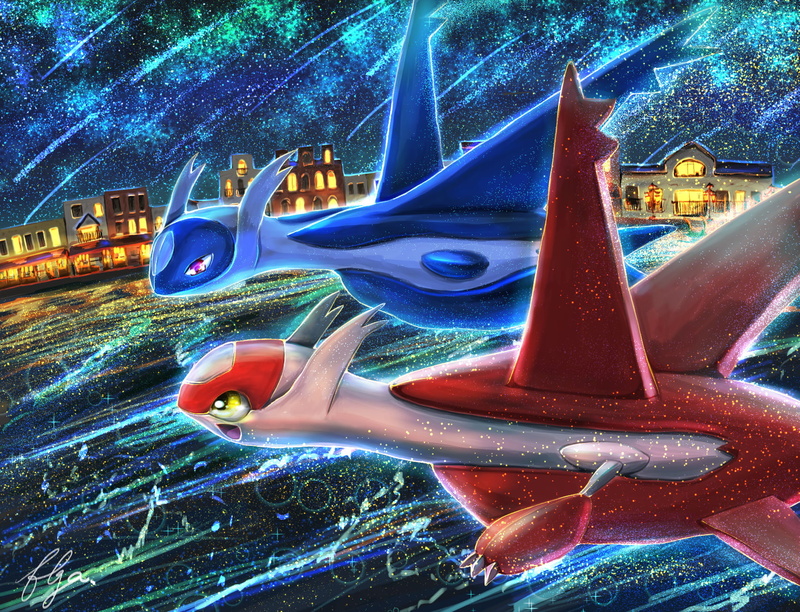pokemon, amusement park, red, architecture, water, blue, 720P, multi colored, swimming pool, inflatable, close-up, tree, amusement park ride, illuminated