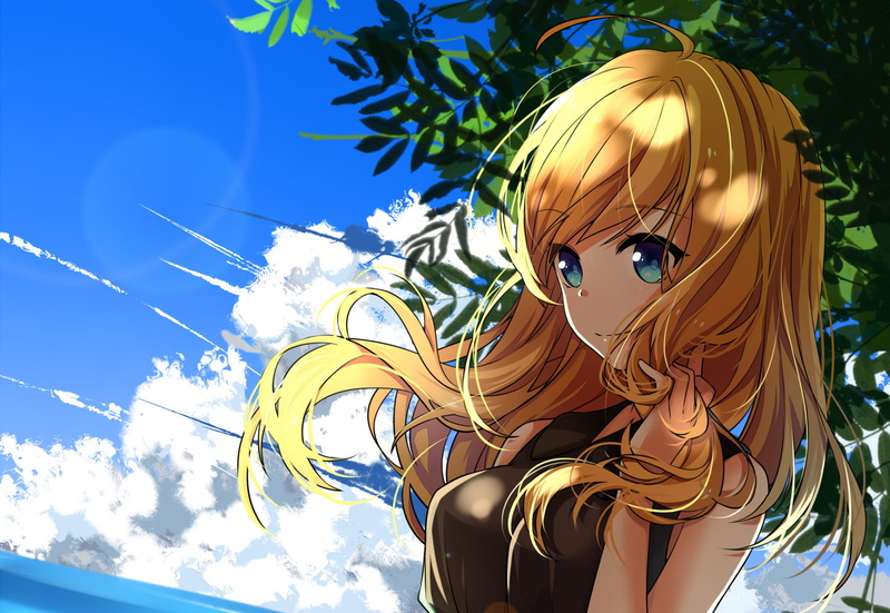 Pokémon, Water, Blonde, Serena (Pokémon), Blue Eyes, Sky, Close-Up, 720P, Smile, Cloud, Pokemon: X and Y, Long Hair