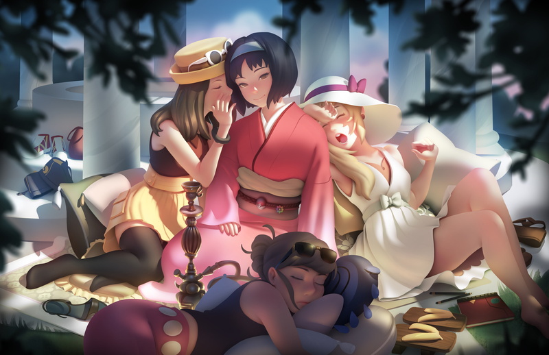 day, Erika (Pokemon), female likeness, sculpture, retail display, statue, anime girls, no people, craft, thigh-highs, human representation, male likeness