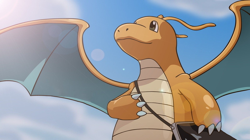 1080P, Pokémon, sky, wings, Dragonite