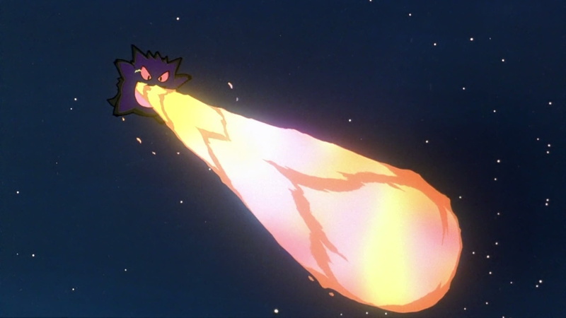 sky, Gengar (Pokémon), Pokémon, water, 1080P, space, illuminated, nature, star - space, low angle view, outdoors, glowing, no people, astronomy, lens flare