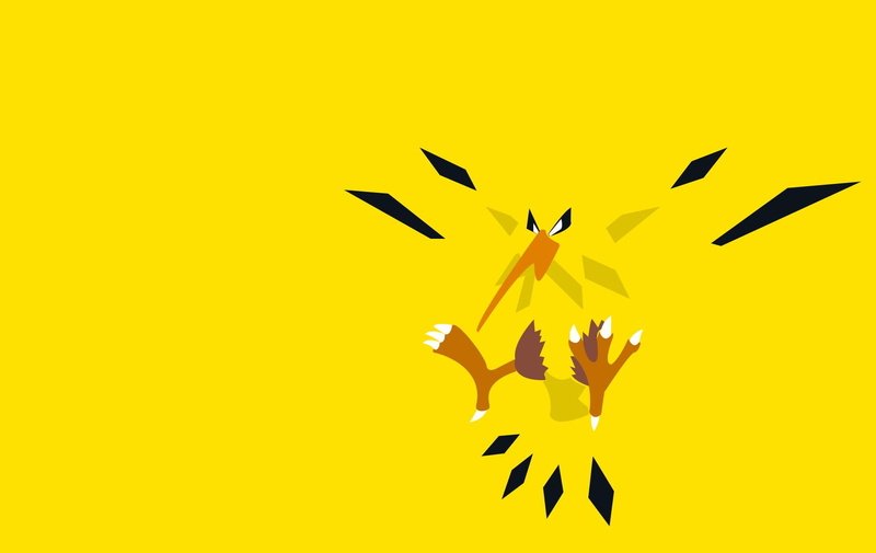 minimalism, yellow background, yellow, 720P, zapdos, background