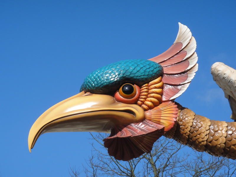 representation, 2K, sky, animal themes, colored background, animal body part, art and craft, Efteling, blue, nature, vertebrate, one animal, Theme, bird