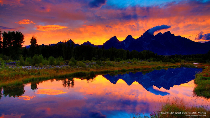 beaver, pond, wyoming, National Parks, n, 2K, grand, p, sunset, teton