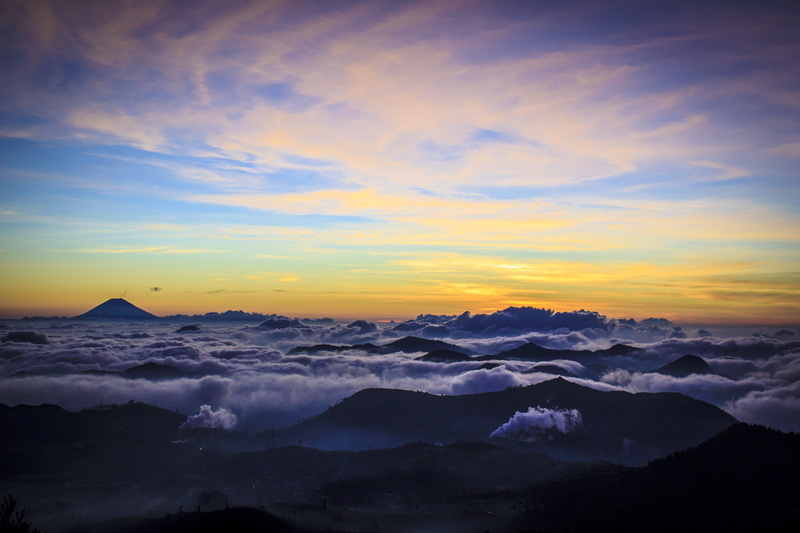majestic, silhouette, sunset, orange color, sky, mount prau, dieng, indonesia, cloud, idyllic, scenics - nature, mountain, landscape, beauty in nature