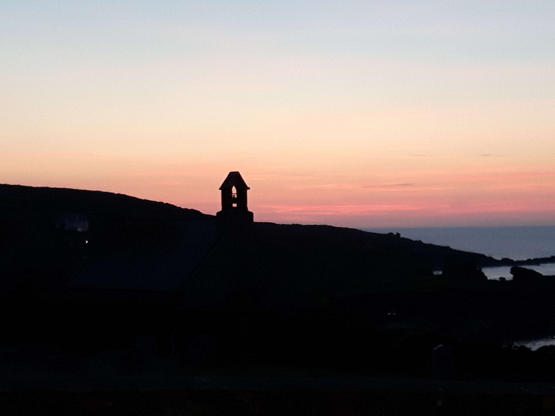 nature, sea, bell, sky, copy space, 2K, dusk, horizon, evening sun, church, land, sunset, chapel silhouette, sitting, idyllic, chapel, silhouette, cliff coast