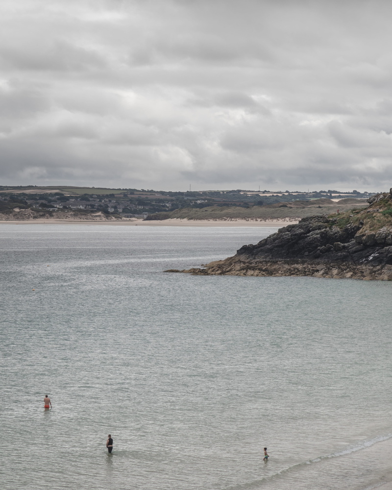 tranquil scene, britain, tranquility, uk, water, beach, outdoors, land, coastline, people, england, st ives, seaside, united kingdom, europe, real people