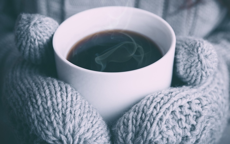 mittens, coffee, gloves, cup, 1080P