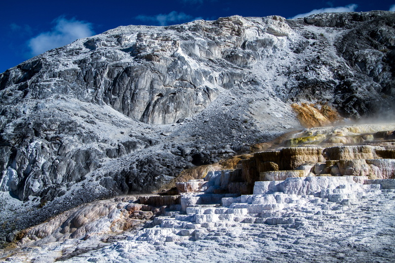 no people, environment, sinter terassen, nature, yellowstone national park, rock, purity, winter, landscape, outdoors, day, travel, solid, snow, flowing