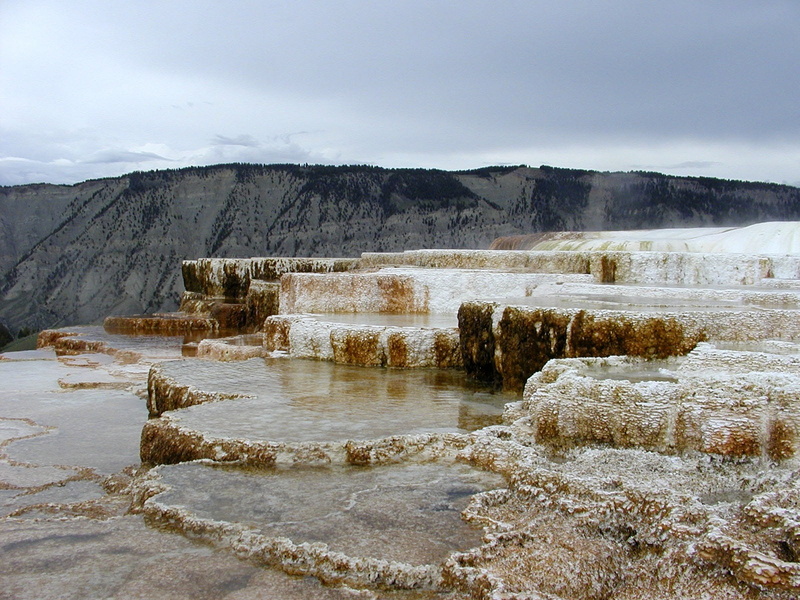 travel, tourist attraction, tree, mountain, hot spring, yellowstone national park, wyoming, minerals, 720P, plant, salt, lake, environment, landscape