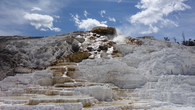 outdoors, National Parks, sky, flowing, mammoth hot springs, solid, yellowstone, National Park, steam, united states, environment, 5K, tranquility, day