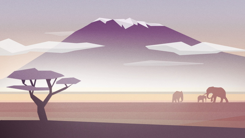 Landscape, 1080P, Elephant, Mountain, Minimalist, Africa, Nature, Artistic