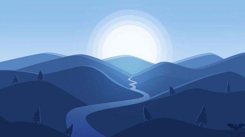 River, Minimalist, Artistic, 5K, Mountain, Landscape, Sun