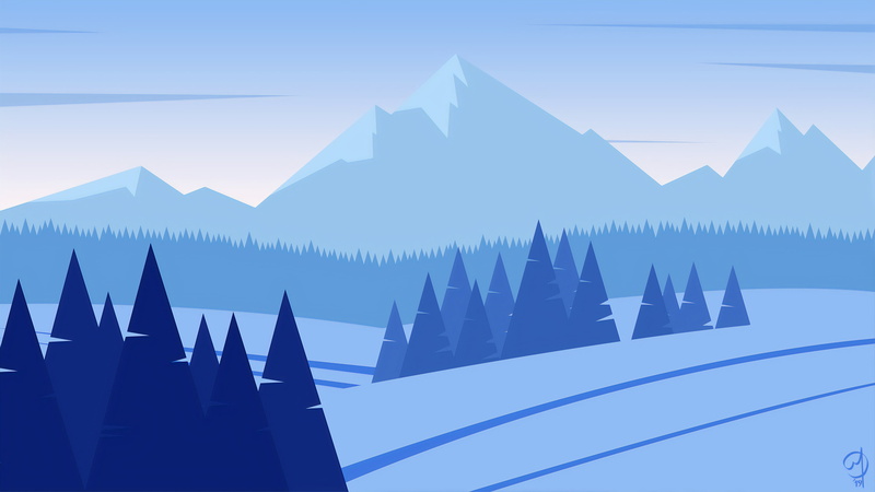 4K, Minimalist, Snow, Landscape, Winter, Mountain, Artistic
