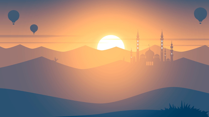 4K, nature, flying, horizon, no people, mosque, mountain range, beauty in nature, mountain peak, minimalist, silhouette, outdoors, sunlight, sky, air vehicle