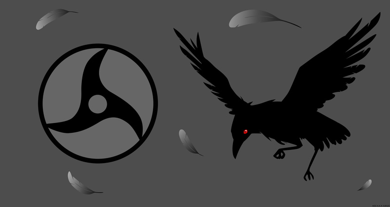 Vector, Minimalist, Mangekyō Sharingan, Artistic, Naruto, Sharingan (Naruto), 8K, Crow, Feather